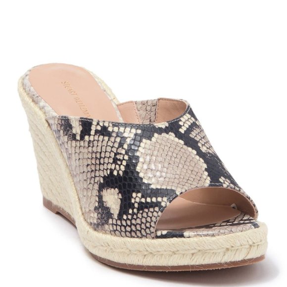 STUART WEITZMAN Wonda Espadrille Wedge Mule in Python Print Leather Size 9.5 - Picture 4 of 14